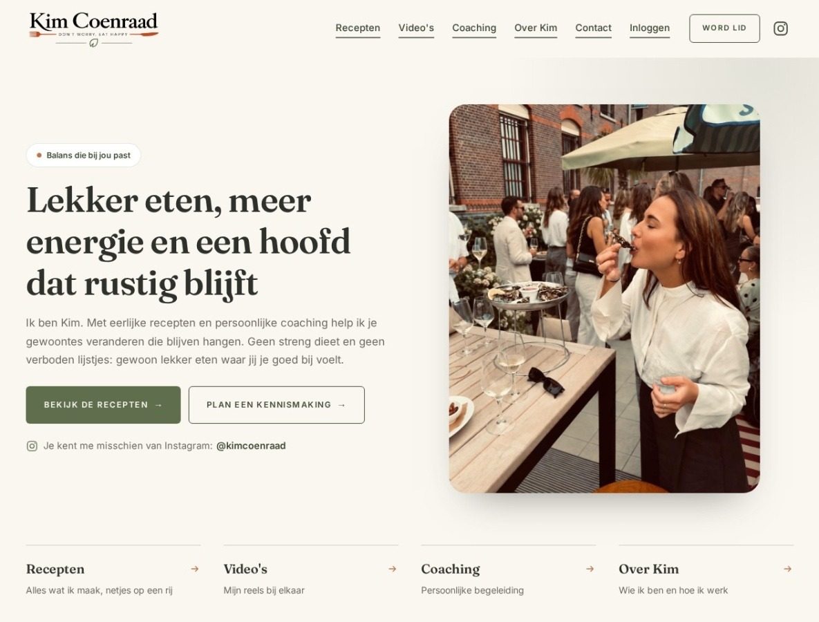 Een blik op de website van Kim Coenraad